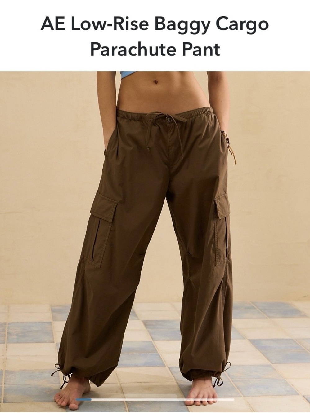 American Eagle Outfitters Olive Brown Low-Rise Baggy Cargo Joggers